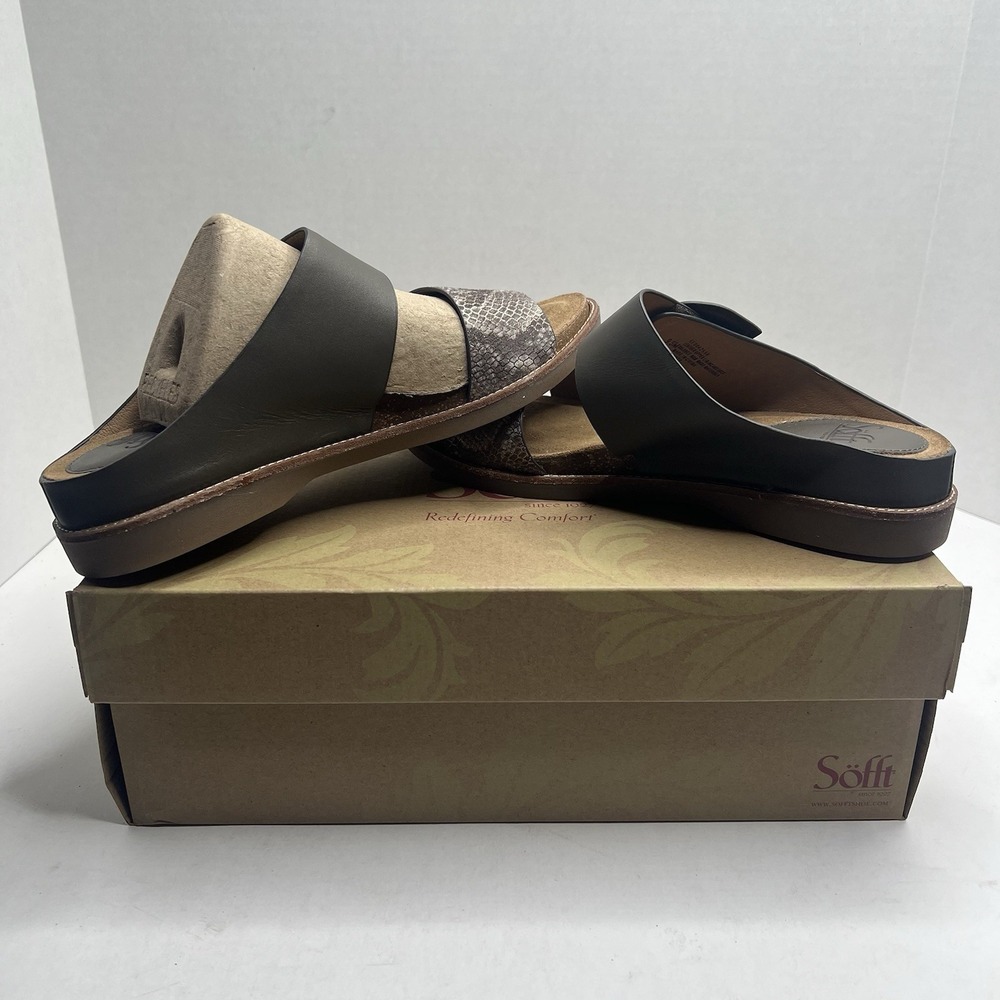 Sofft Braye Women’s 9.5 M Taupe Bronze Leather Comfort Slide Sandals NIB